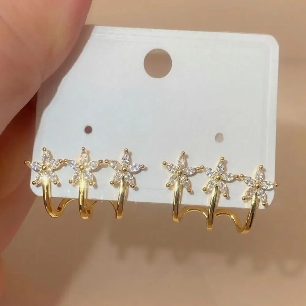 NEW 14K Gold Plated Gold Flower Ear Wrap Earrings